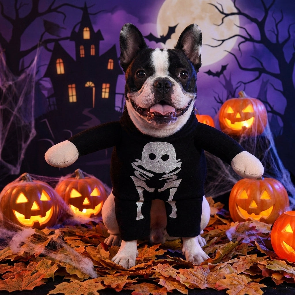 Spooky Luminous Skeleton Dog Costume