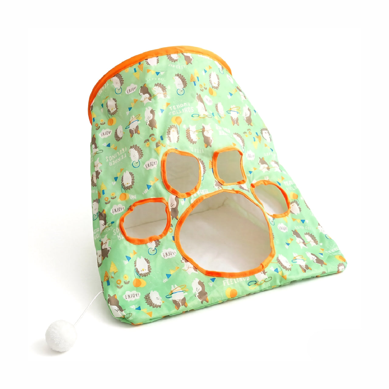 Foldable Semi-Closed Cat Cave with Hanging Ball