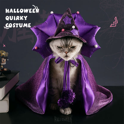 Halloween Purple Pet Witch Costume Set