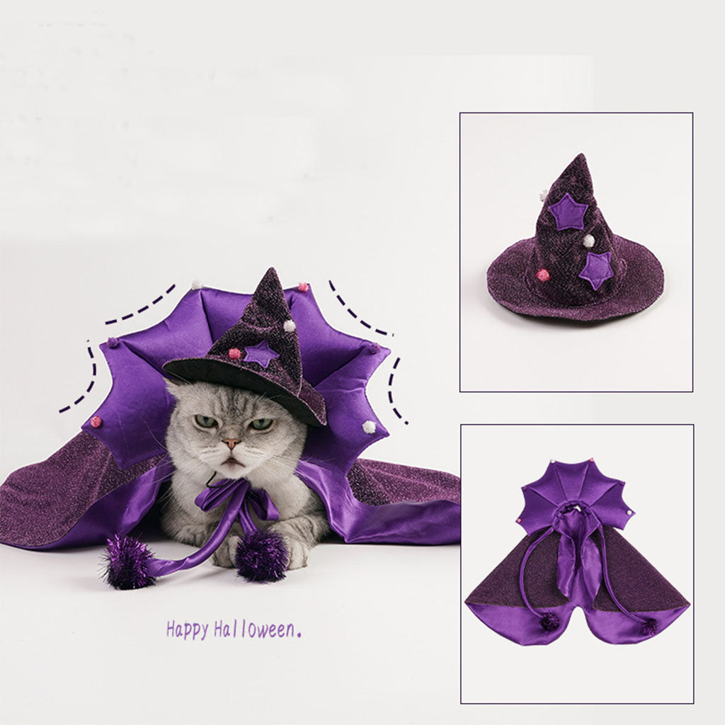 Halloween Purple Pet Witch Costume Set