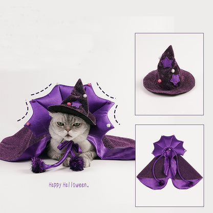 Halloween Purple Pet Witch Costume Set