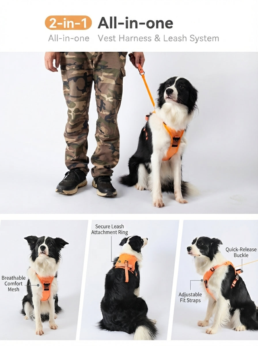 Retractable Dog Leash with No-Pull Harness Set