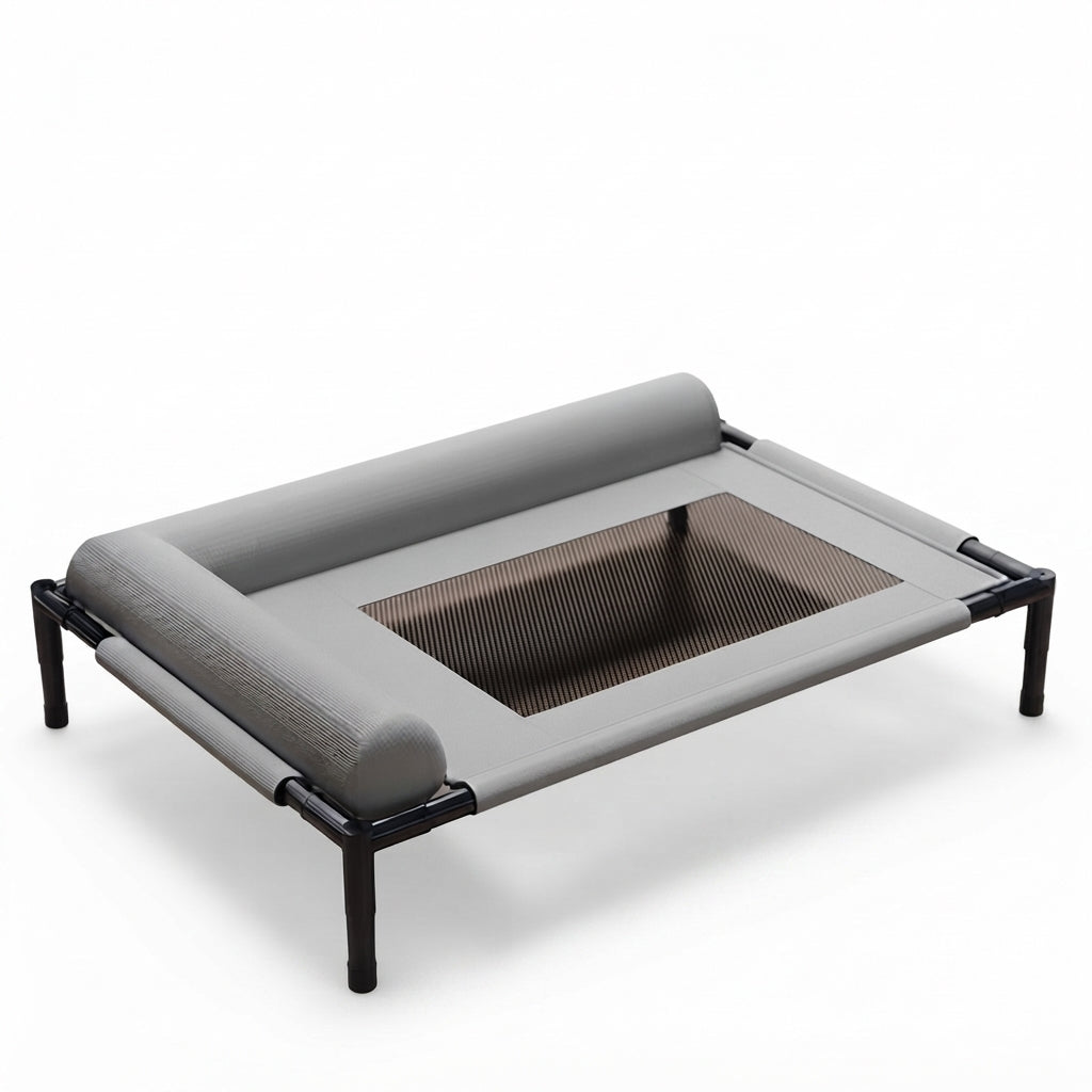 Vertical Stripe Fabric Tech Fabric Elevated Dog Cot Bed