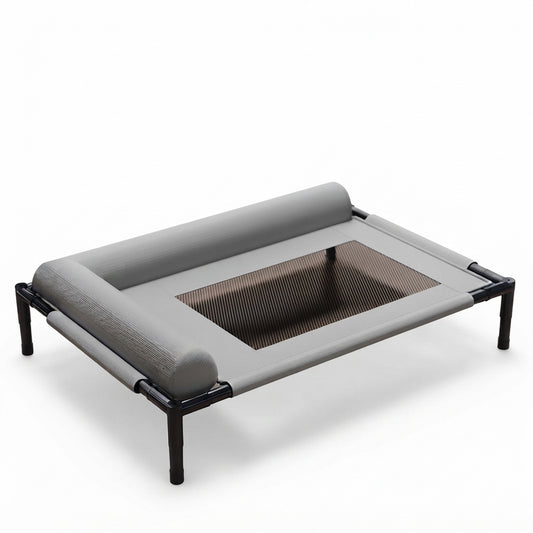 Vertical Stripe Fabric Tech Fabric Elevated Dog Cot Bed