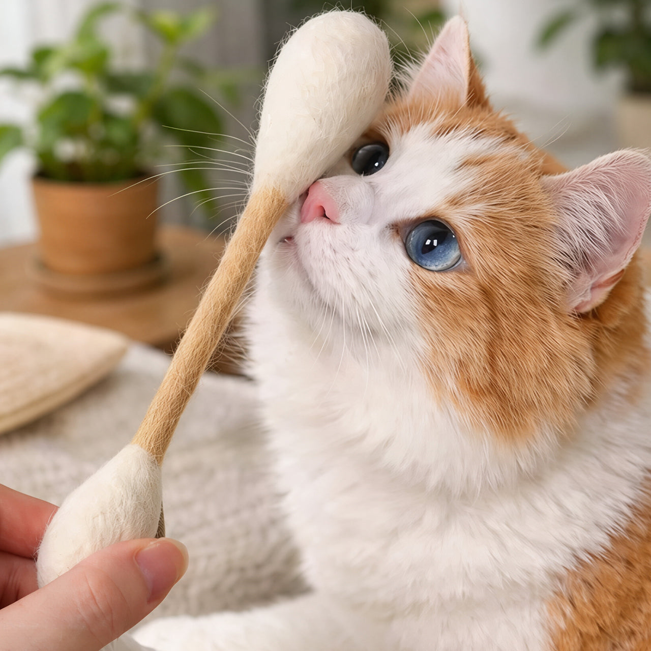 Cotton-Swab Shaped Pet Teaser Wand