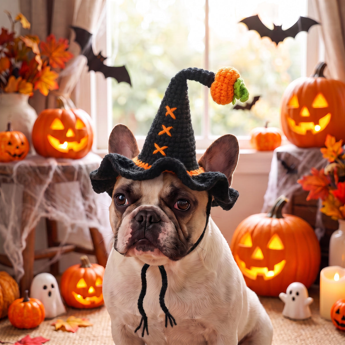 Halloween Hand Knit Pet Witch Hat