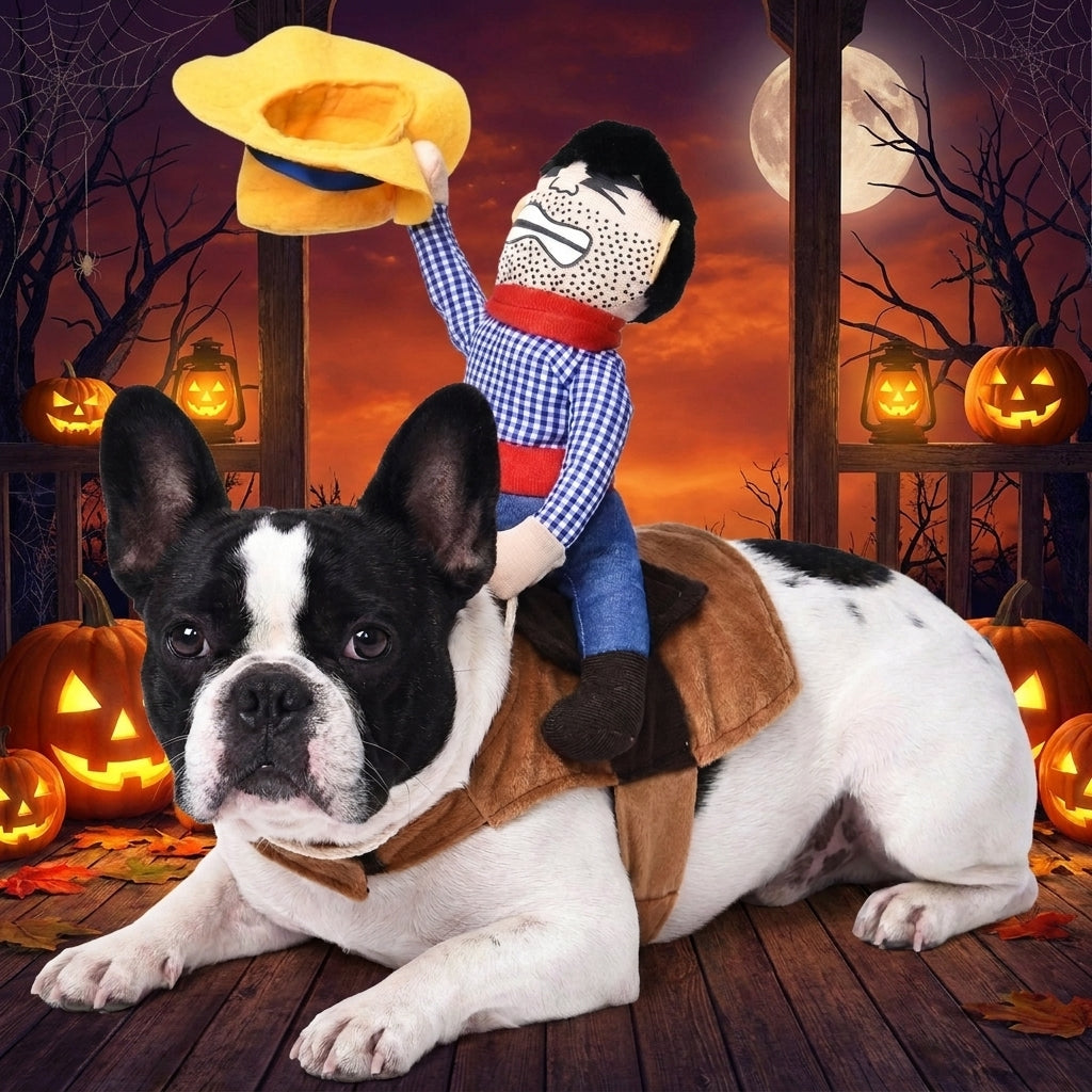 Funny Cowboy Rider Dog Halloween Costume