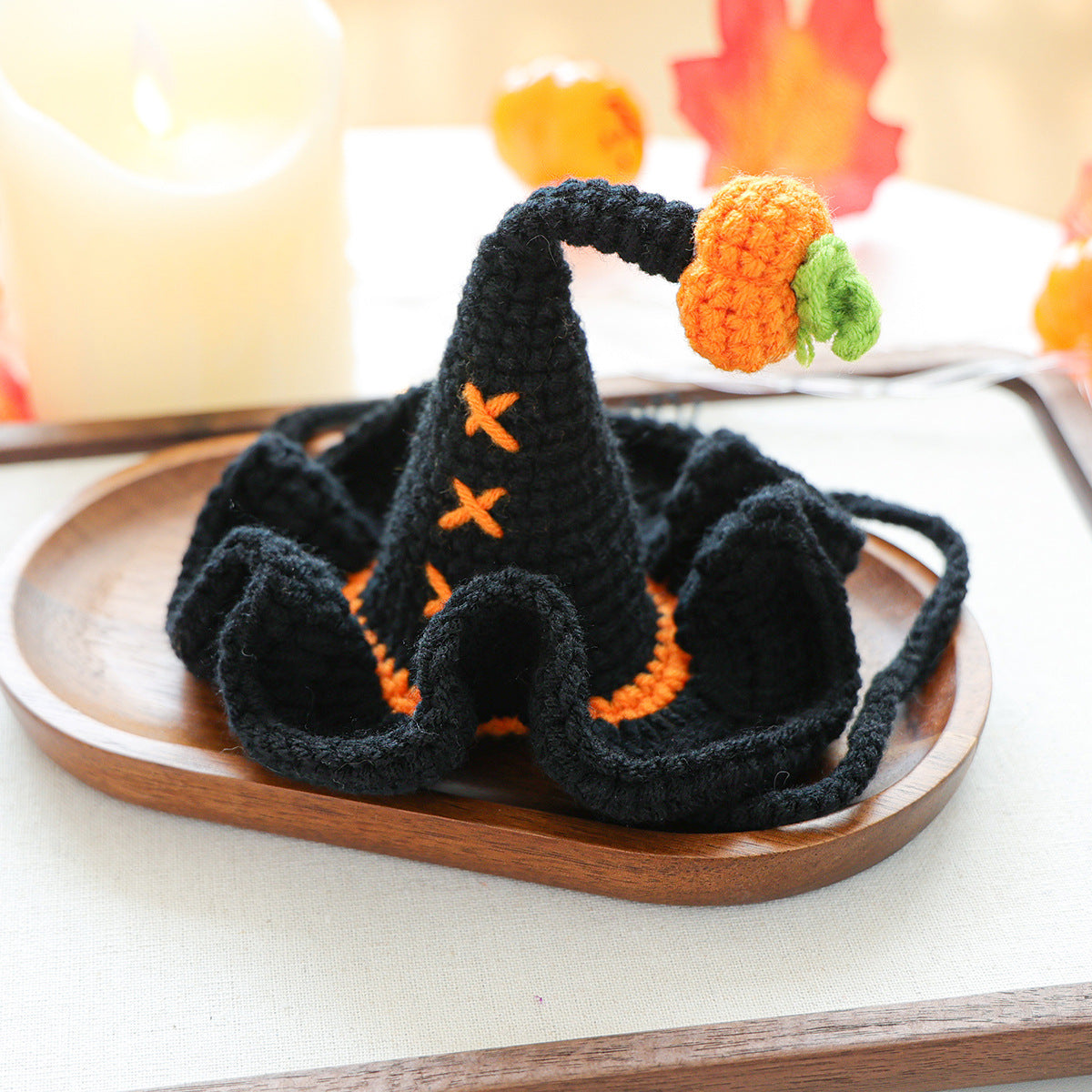 Halloween Hand Knit Pet Witch Hat