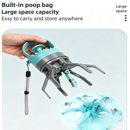 Portable 6-Claw Dog Pooper Scooper with Waste Bags for Outdoor Walks