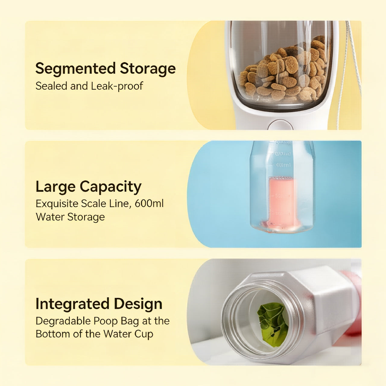 3-in-1 Pet Water Bottle & Feeder