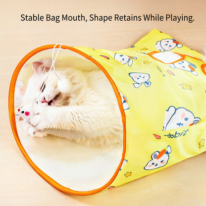 Foldable Semi-Closed Cat Cave with Hanging Ball