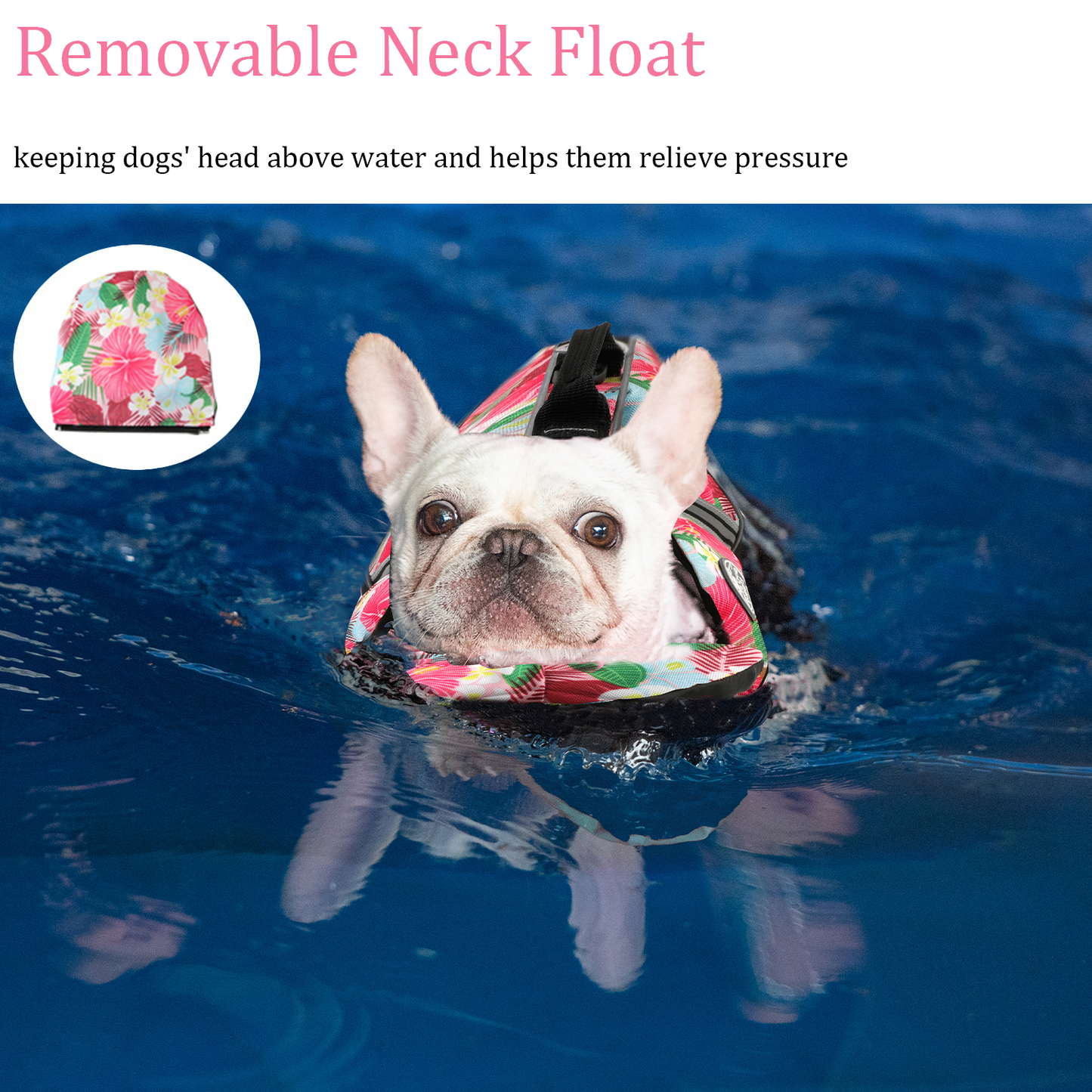 Dog Life Jacket, Reflective Dog Life Vest with Removable Neck Float High Buoyancy for Swimming and Boating, Ripstop Pet Safety Swimsuit Rescue Handle for Small Medium Large Dogs