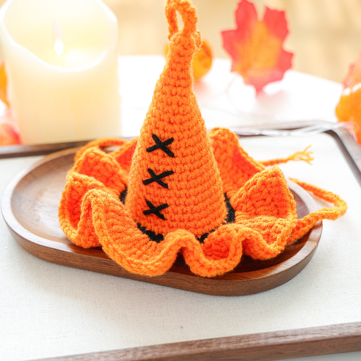 Halloween Hand Knit Pet Witch Hat