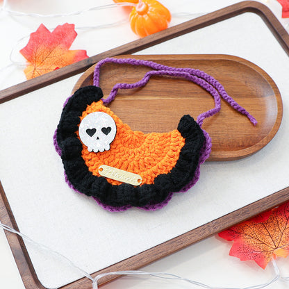 Halloween Hand Knit Pet Bib Collar