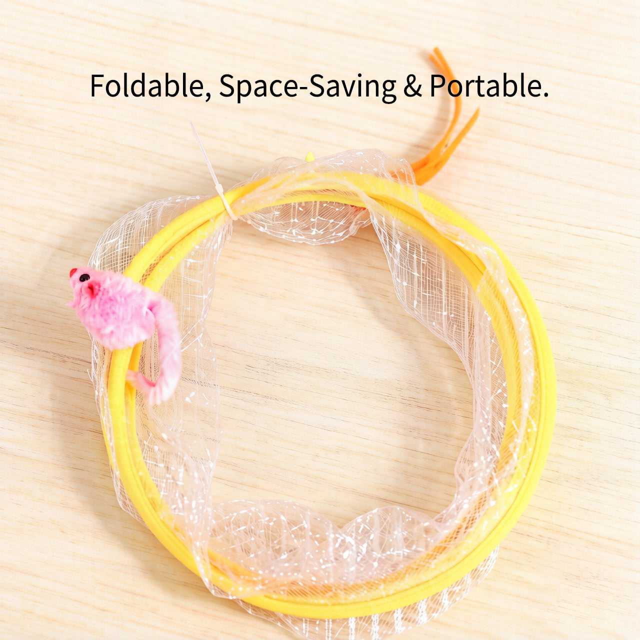 Collapsible Pet Tunnel Toy with Feather Teaser