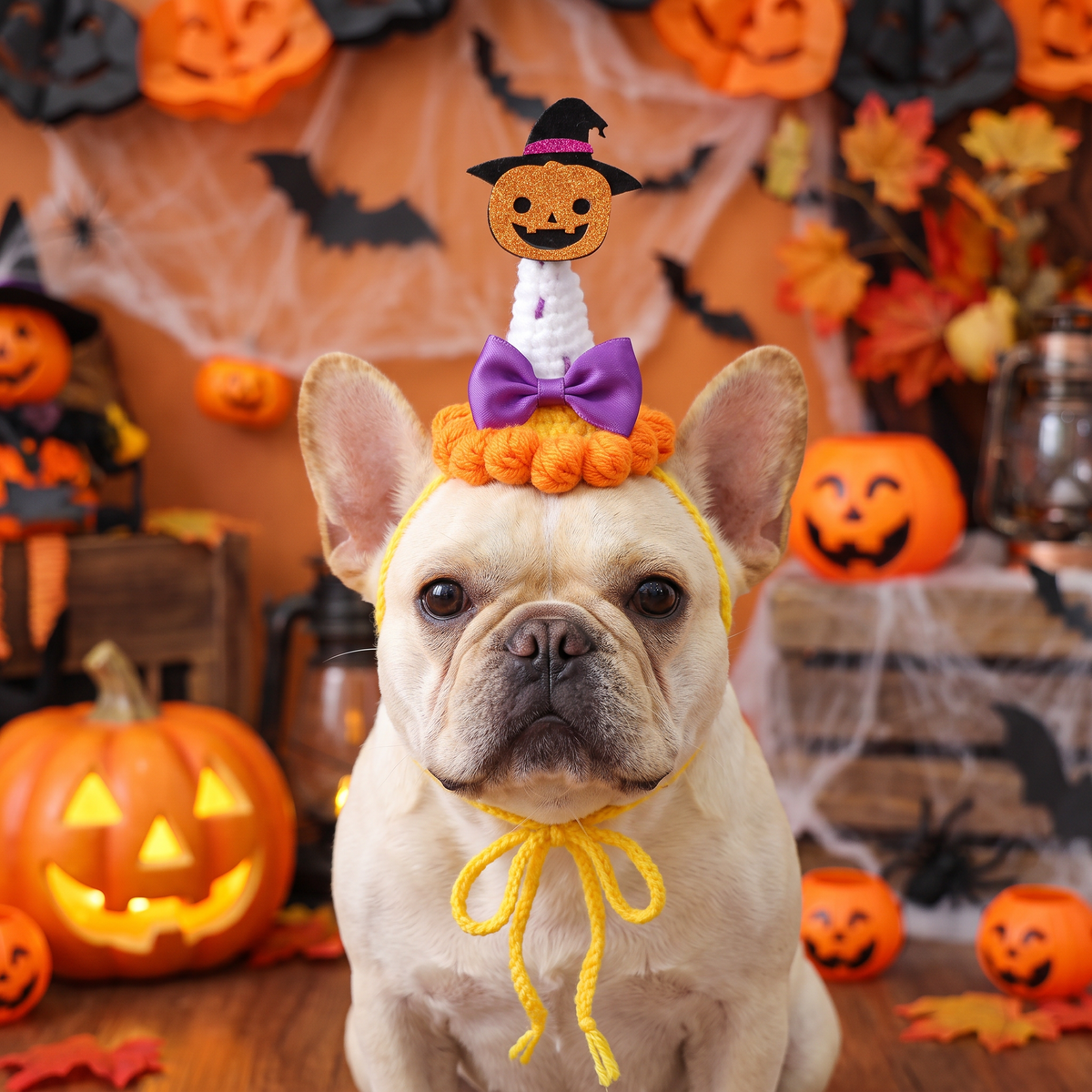 Halloween Hand Knit Pet Witch Hat