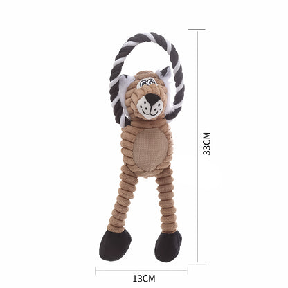 Tough Plush Squeaky Pet Toy with Rope