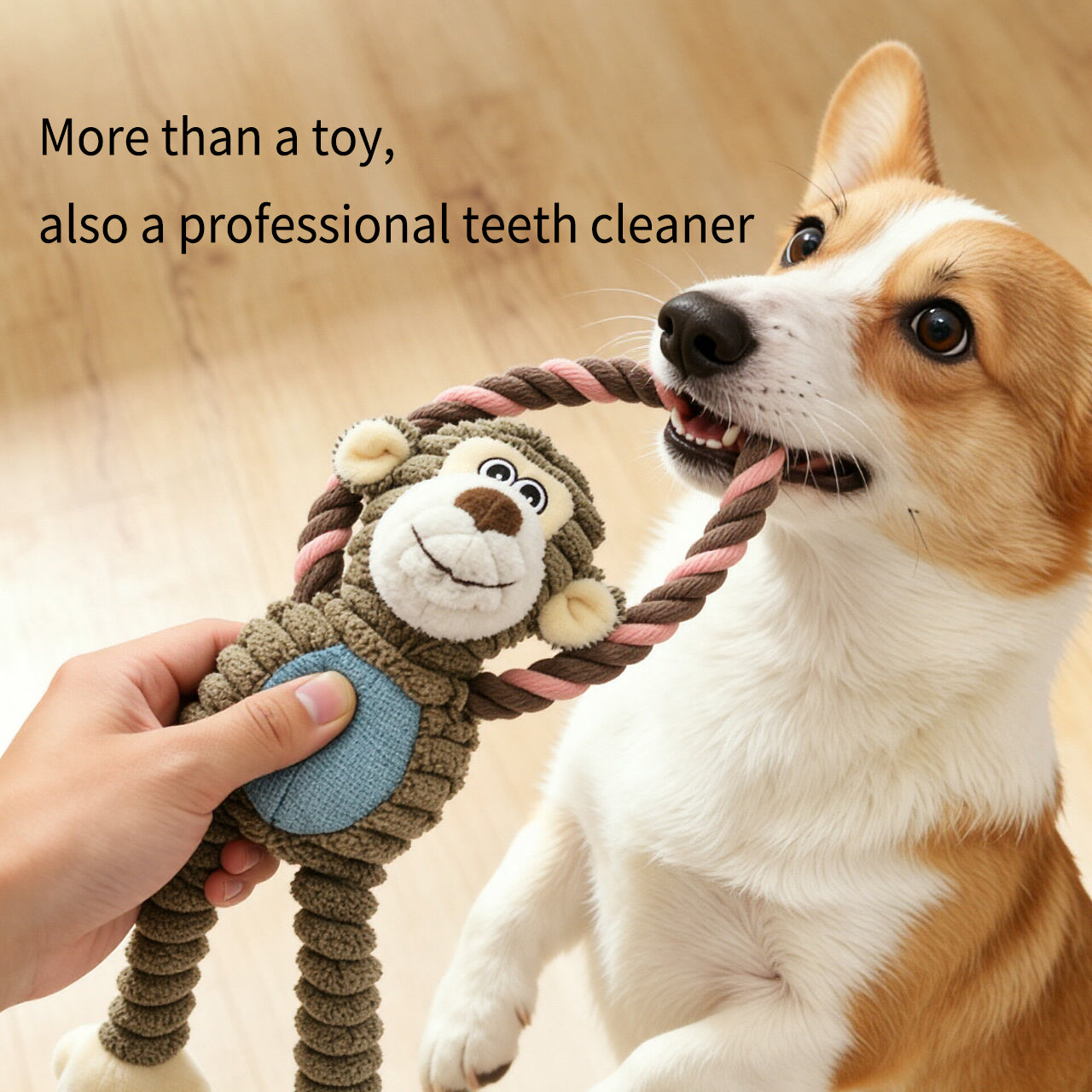 Tough Plush Squeaky Pet Toy with Rope