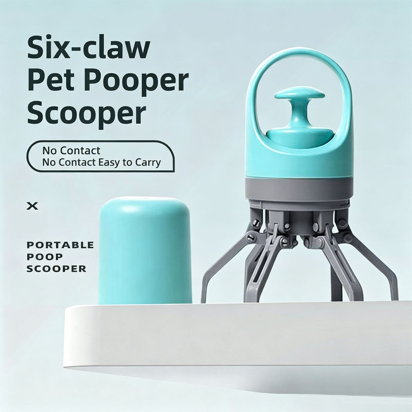Portable 6-Claw Dog Pooper Scooper with Waste Bags for Outdoor Walks