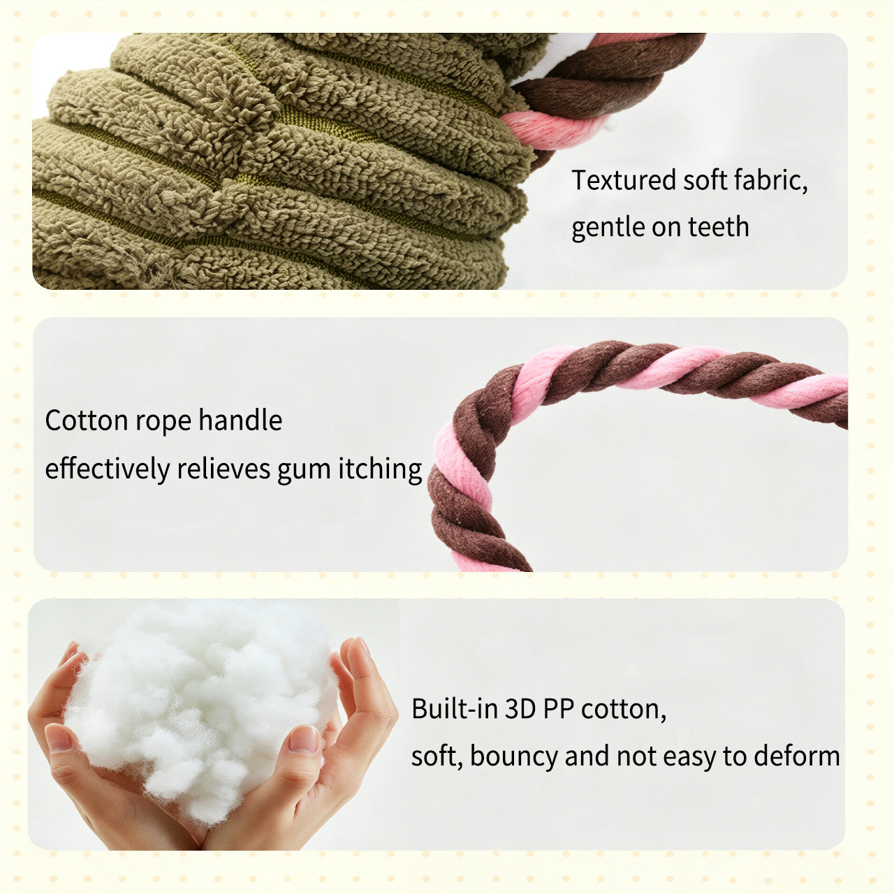 Tough Plush Squeaky Pet Toy with Rope