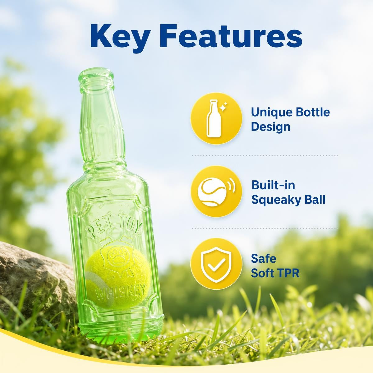 Whiskey Bottle Squeaky Dog Toy