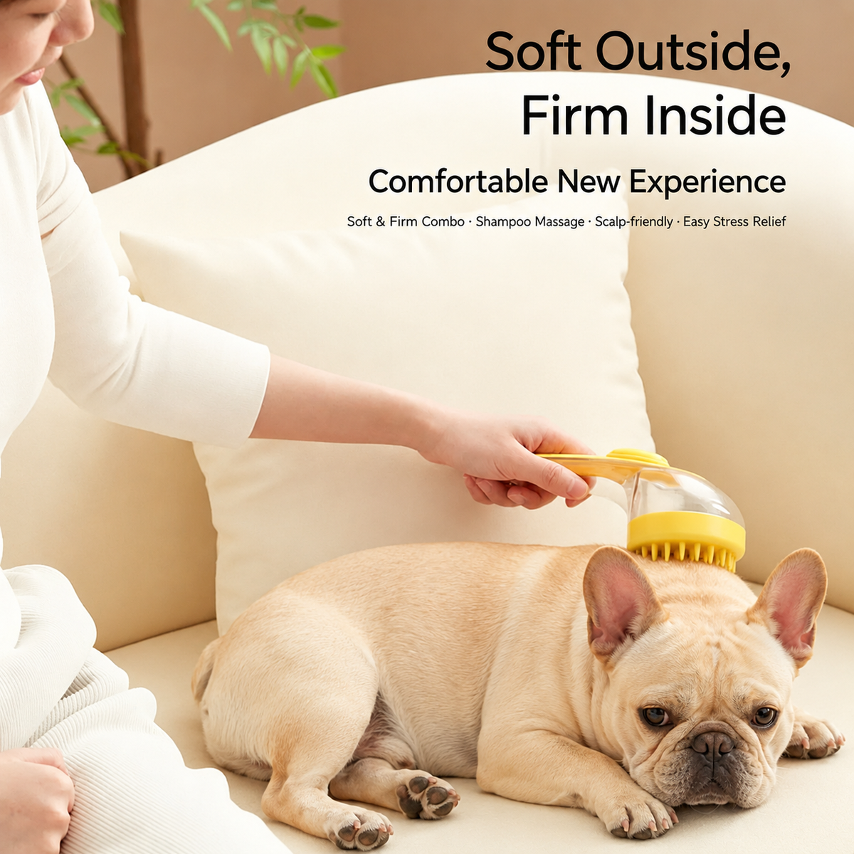 2-in-1 Pet Bath Brush & Shampoo Dispenser