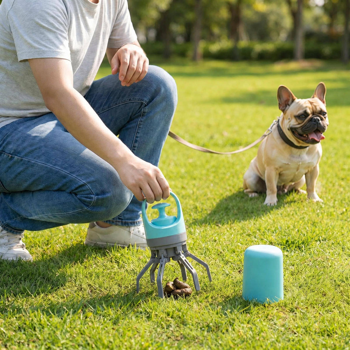 Portable 6-Claw Dog Pooper Scooper with Waste Bags