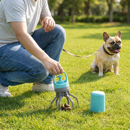 Portable 6-Claw Dog Pooper Scooper with Waste Bags