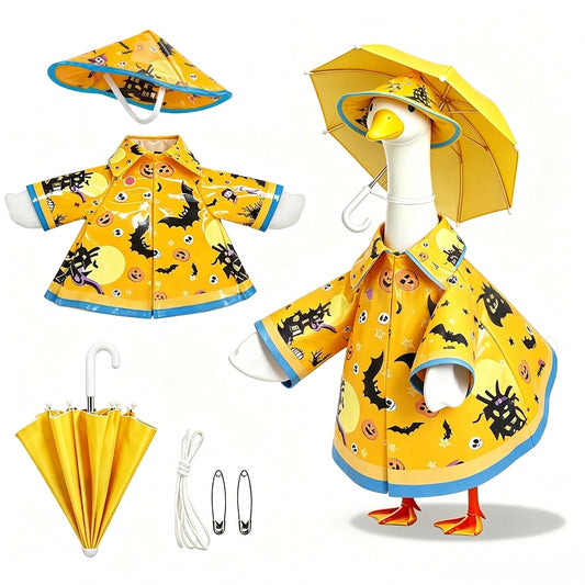 Vibrant Yellow Rainy Day Halloween Goose Clothes