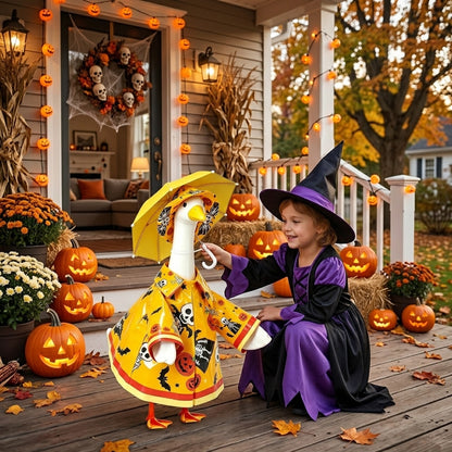 Vibrant Yellow Rainy Day Halloween Goose Clothes