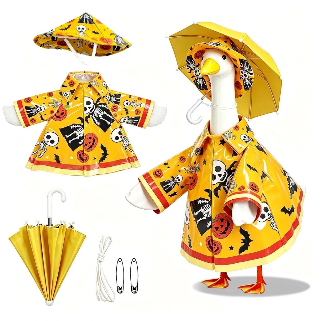 Vibrant Yellow Rainy Day Halloween Goose Clothes