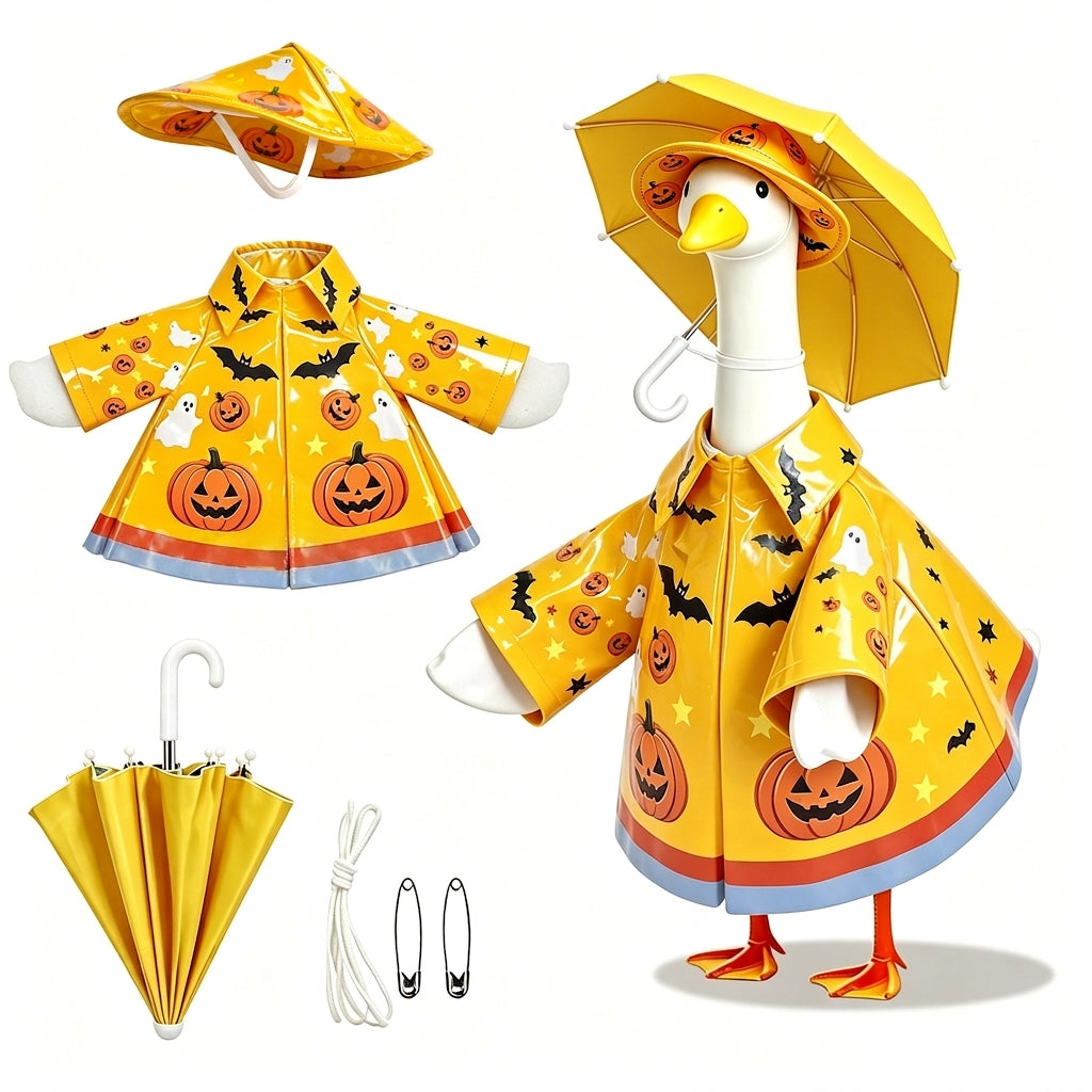 Vibrant Yellow Rainy Day Halloween Goose Clothes