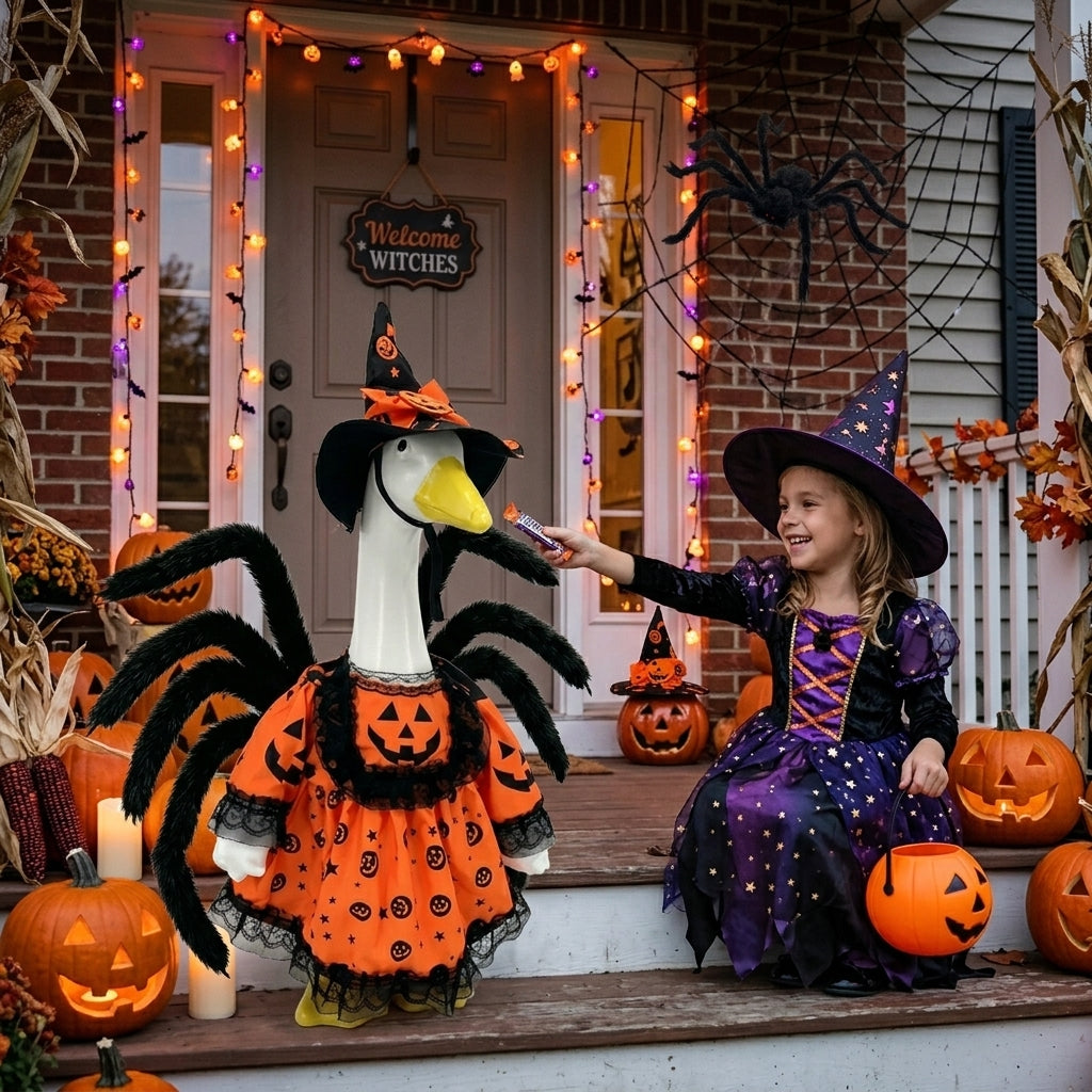 Spooky 3D Spider Witch Goose Costume Set