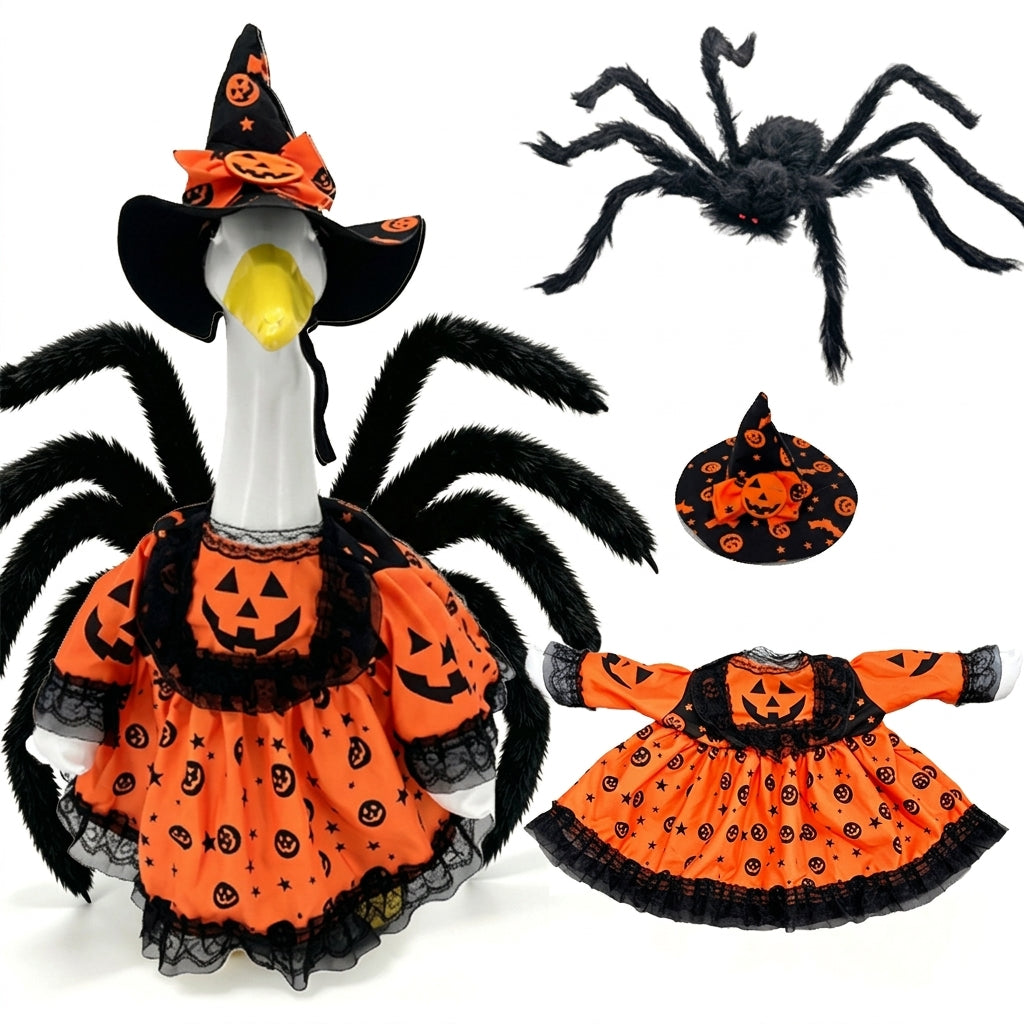Spooky 3D Spider Witch Goose Costume Set