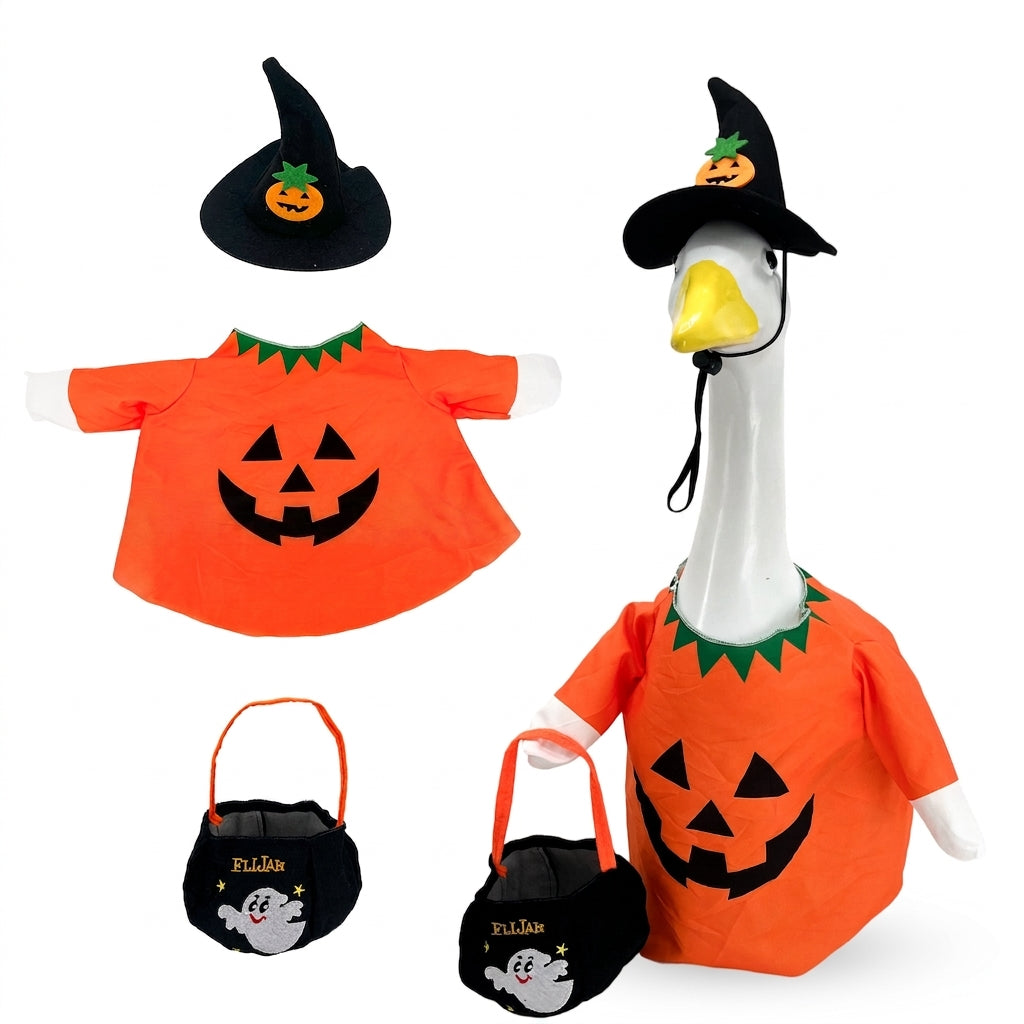 Halloween Glow in the Dark Pumpkin Porch Goose Outfit