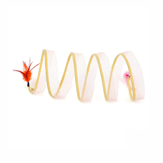 Collapsible Pet Tunnel Toy with Feather Teaser