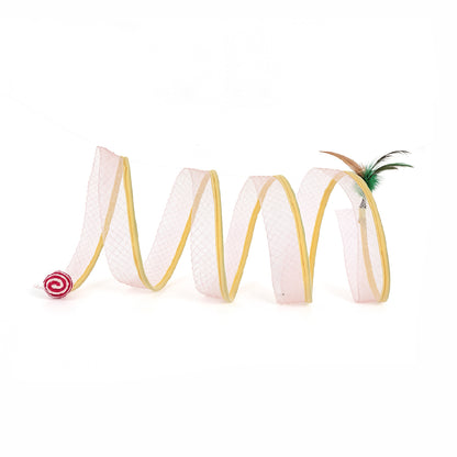 Collapsible Pet Tunnel Toy with Feather Teaser
