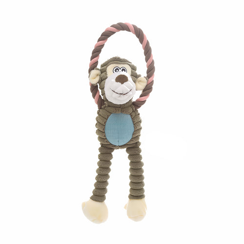 Tough Plush Squeaky Pet Toy with Rope