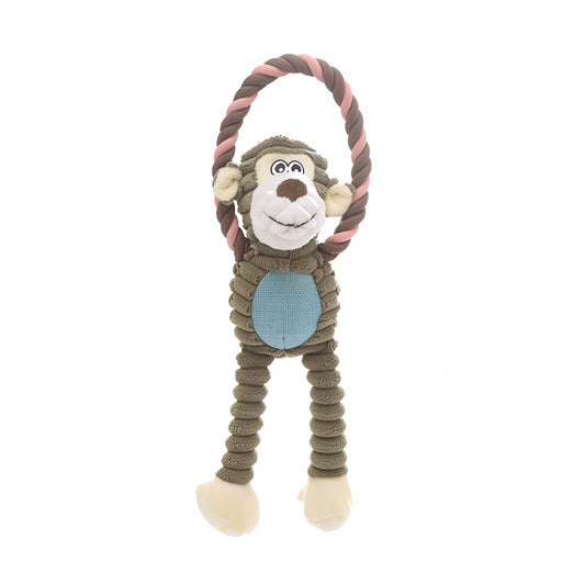 Tough Plush Squeaky Pet Toy with Rope