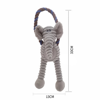 Tough Plush Squeaky Pet Toy with Rope