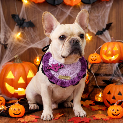 Halloween Hand Knit Pet Bib Collar
