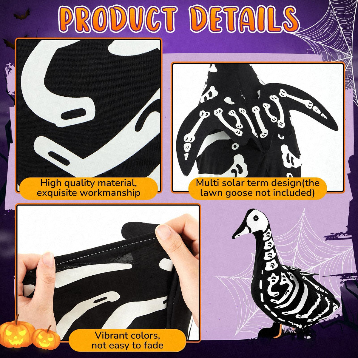 Halloween Glow in the Dark Skeleton Porch Goose Outfit