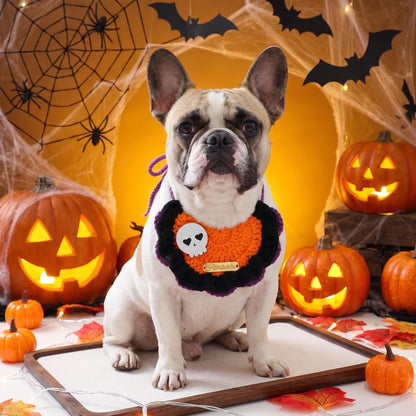 Halloween Hand Knit Pet Bib Collar