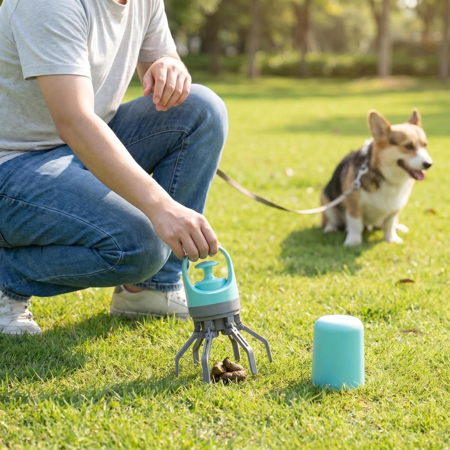 Portable 6-Claw Dog Pooper Scooper with Waste Bags for Outdoor Walks