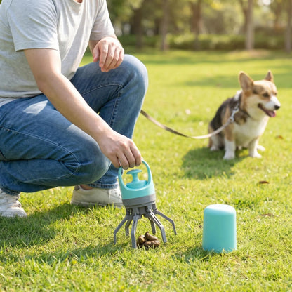 Portable 6-Claw Dog Pooper Scooper with Waste Bags for Outdoor Walks